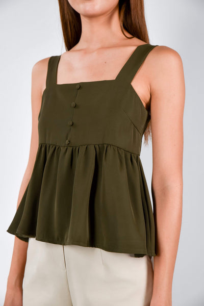 AWE Tops LEIA BABYDOLL TOP IN OLIVE