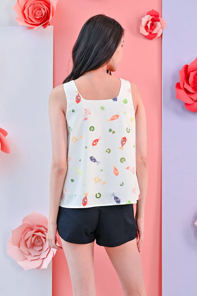 AWE Tops LUCKY KOI TWO-WAY TOP IN OFF-WHITE