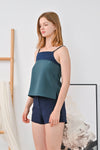 AWE Tops MICHAL COLOUR BLOCK TOP IN NAVY/FOREST