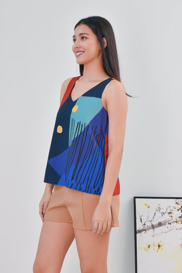 AWE Tops MOD ART TWO-WAY TOP IN NAVY