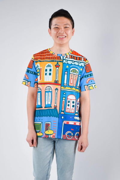 AWE Tops SHOPHOUSE UNISEX TEE IN BLUE