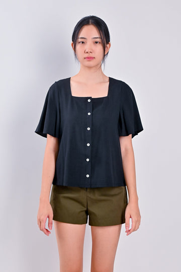 AWE Tops YUN SQUARE-NECK TOP IN BLACK