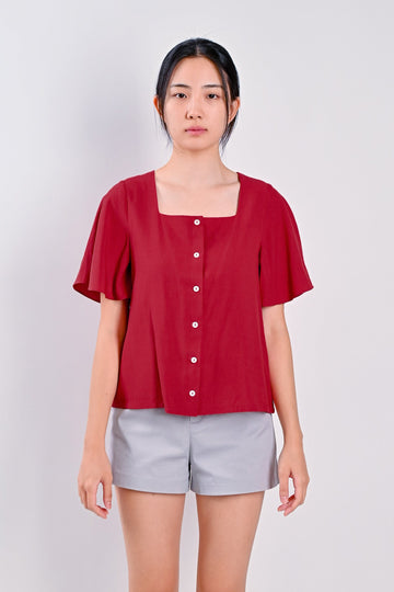 AWE Tops YUN SQUARE-NECK TOP IN RED
